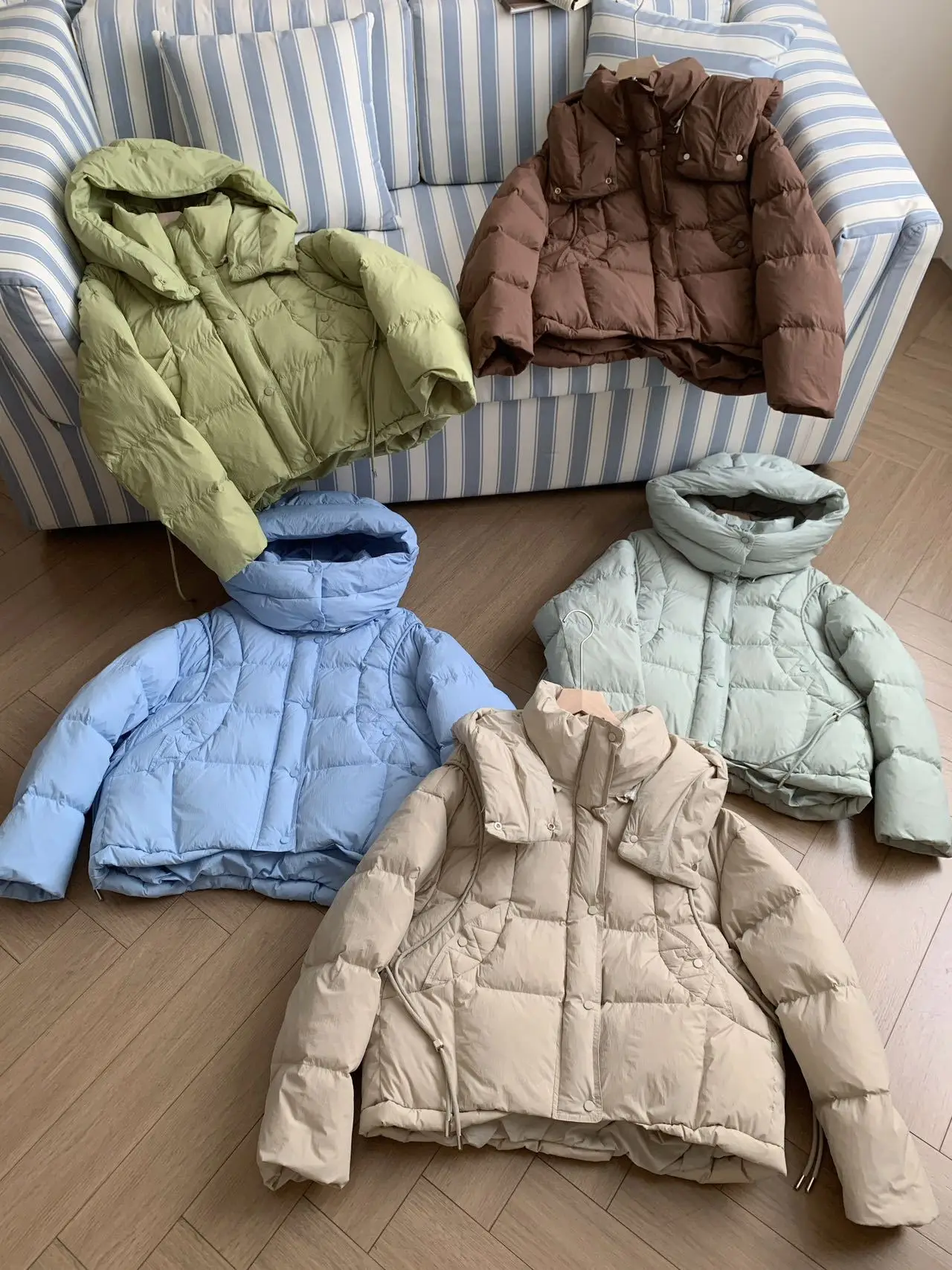 الشتاء انفصال مقنعين قصيرة الدافئة أسفل سترة المرأة الأبيض بطة أسفل باركر أبلى الإناث سميكة فضفاضة سترات بسحاب عادية