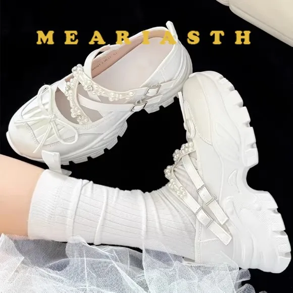 

Женские балетки на платформе в стиле ретро, лоферы на плоской подошве, балетки, кроссовки, массивные туфли-лодочки Мэри Джейн с декором в виде банта, черный/белый/розовый 41 42