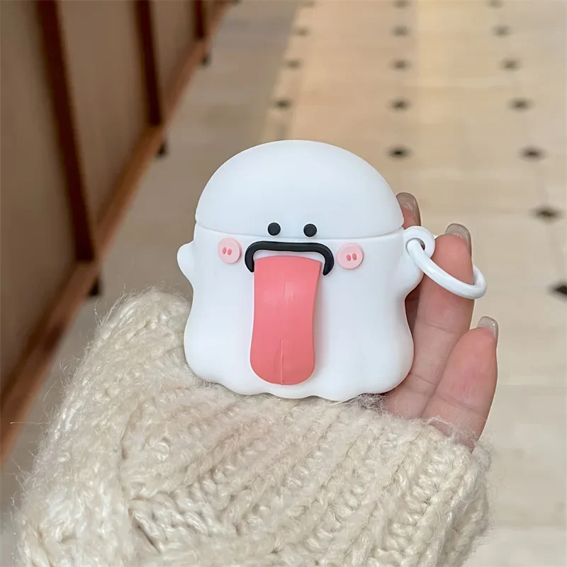 

Cartoon Ghost Cute Case for AirPods 4 Airpod 1 2 3 Pro Pro2 Bluetooth Earbuds Charging Box Protective Earphone Case Cover