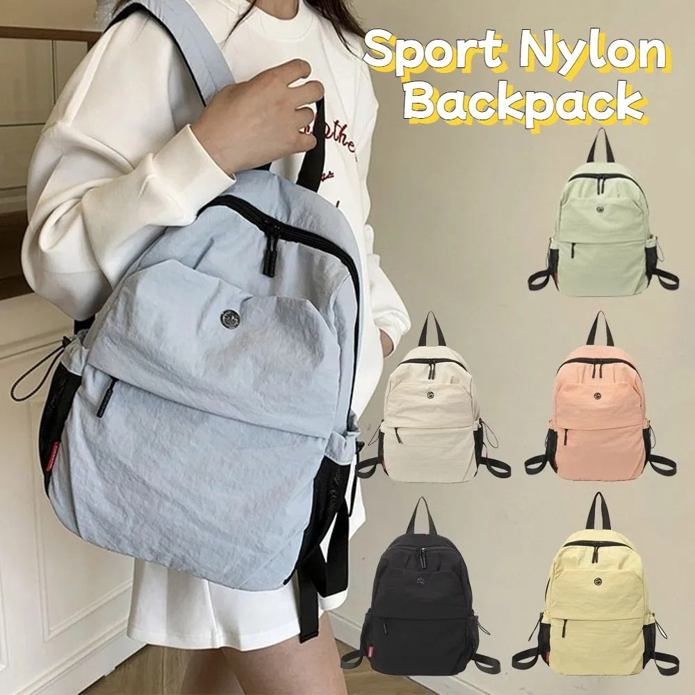 

Portable Small Pack Sport Nylon Backpack Korean Style Solid Color Solid Color Shoulder Bag Handbag Retro Backpack Students