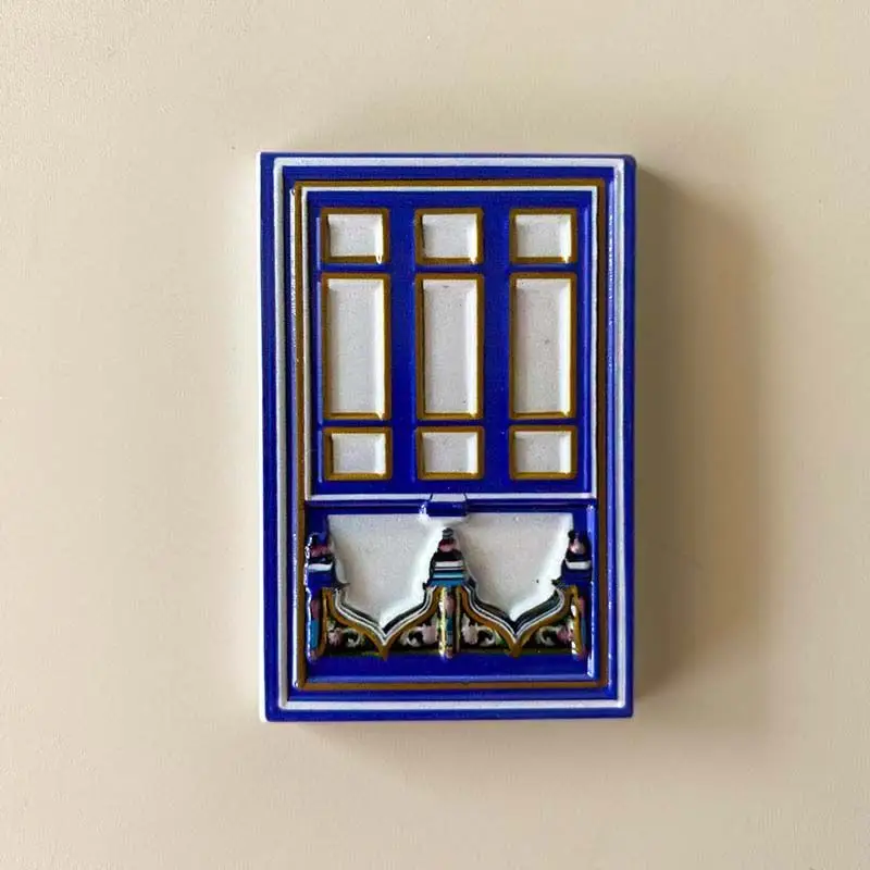 

Palace Window Blue Square Creative Refrigerator Magnet Travel Souvenir Home Decoration Gift