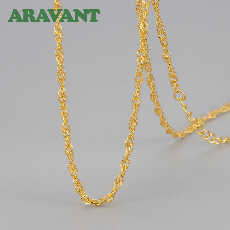 ARAVANT 925 Silver Water Wave Chain Necklace For Women Fashion Jewelry