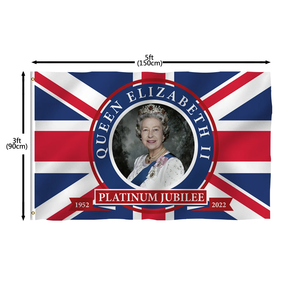 2022 3x5fts Elizabeth 70th Anniversary Queen of The UK Great Britain Flag