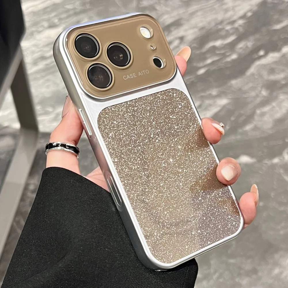 

Bling Glitter Gradient Case for Apple iPhone 17 16 15 14 13 Pro Max Matte Shockproof Glass Camera Protection Soft Bumper Cover