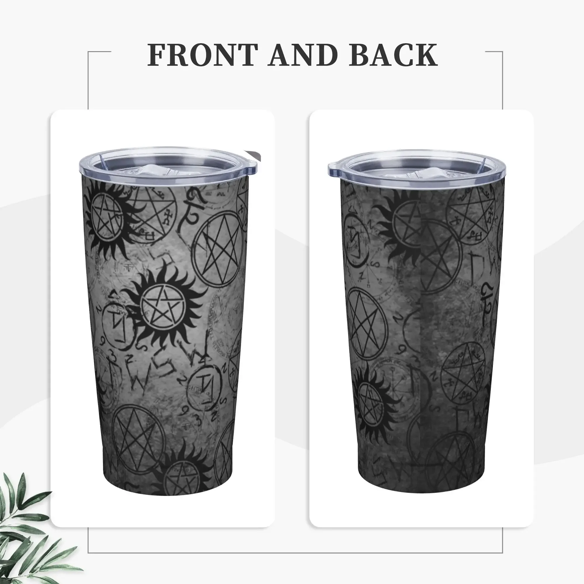 Supernatural Symbols Tumbler Vacuum Insulated Mystical Thermal Cup Stainless Steel Travel Outdoor Mugs Water Bottle, 20oz