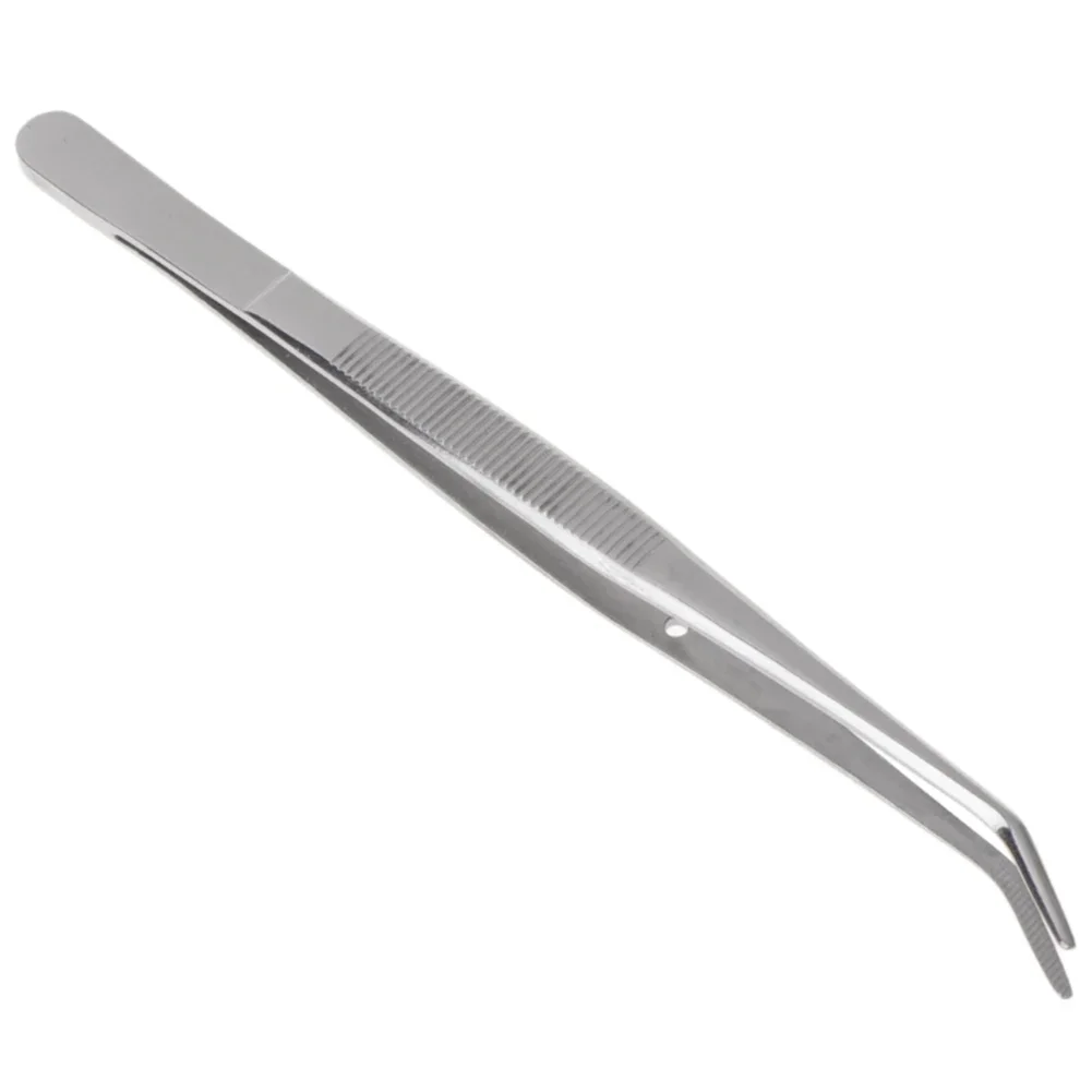 1pc Stainless Steel Tweezers Bend Chuck Tweezers With Positioning For Dentistry Restoration  Tea Set Household Planting