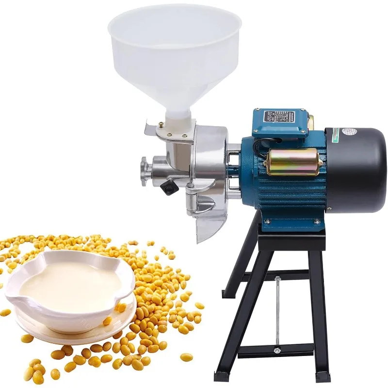 مطحنة الحبوب الكهربائية شديدة التحمل مع قمع، حبوب رطبة وجافة تجارية، مطاحن حليب الصويا والذرة والقمح، 2200 وات، 110 فولت