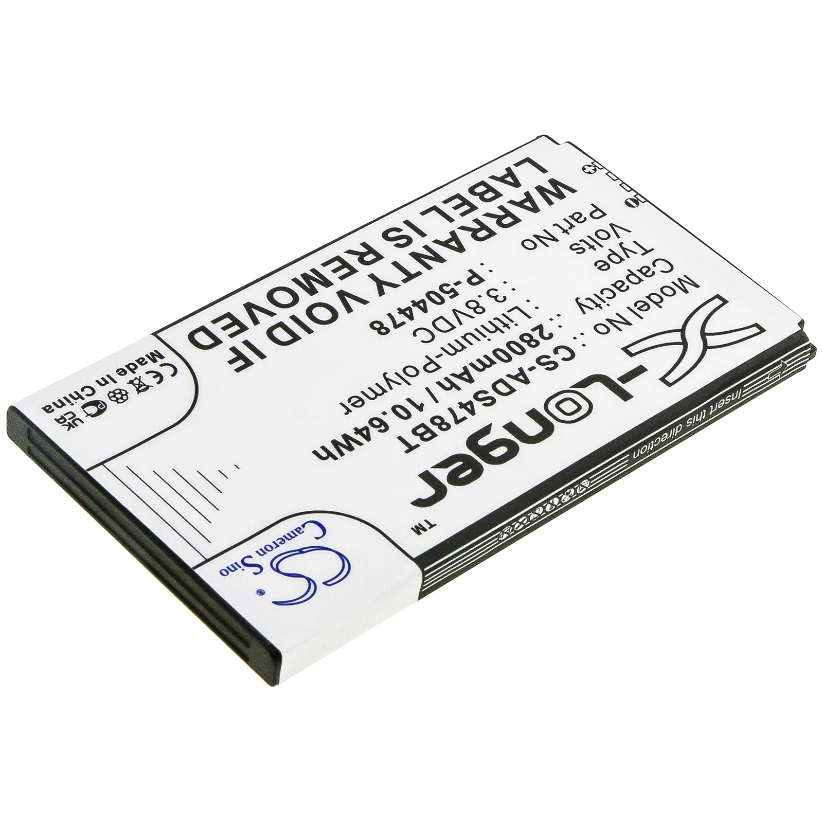 CS Alarm System Battery for ADT P-504478 Fits Command Secondary Color Touchscreen Keypad Li-Polymer 2800mAh/10.64Wh