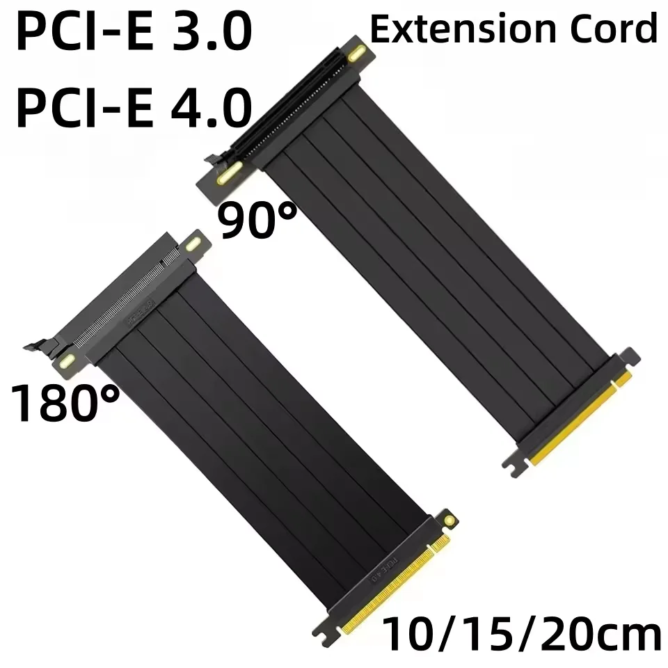 20/30/50CM PCIE 4.0 3.0 X16 Riser Cable High-Speed PCI-e Extension Port Adapter 90° Flexible Video Graphics Card Extender Cable