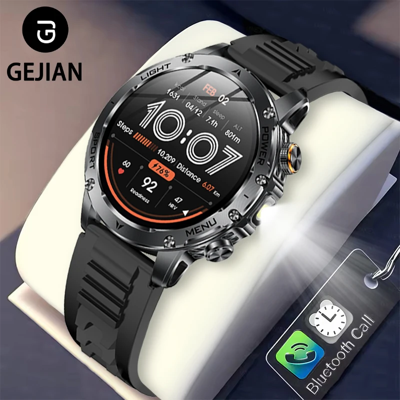 

Мужские спортивные часы GEJIAN для активного отдыха, 1,7-дюймовый IPS HD, большой экран, разрешение 360*360, мониторинг сердечного ритма, здоровья, умные часы