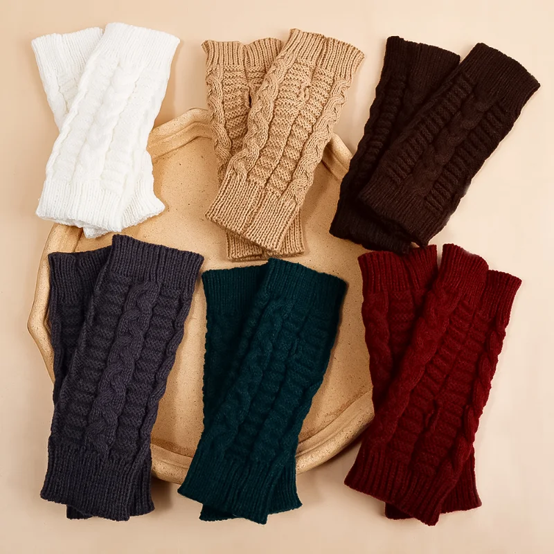 Pół palca rękawiczki dla kobiet zima miękka ciepła wełna Knitting Arm krótkie ciepłe rękawiczki bez palców Handschoenen Unisex Guantes