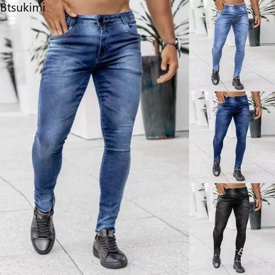 2026 Men's Fashion Skinny Jeans High Quality Classic Elastic Slim Denim Trousers Casual All-match Pencil Pants for Men Clothing