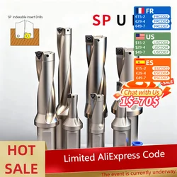 SP Series Drill Bites Insert Drill 11mm-49mm Depth 2D 3D 4D Indexable U Drill CNC for SPMG Machinery Lathes Water