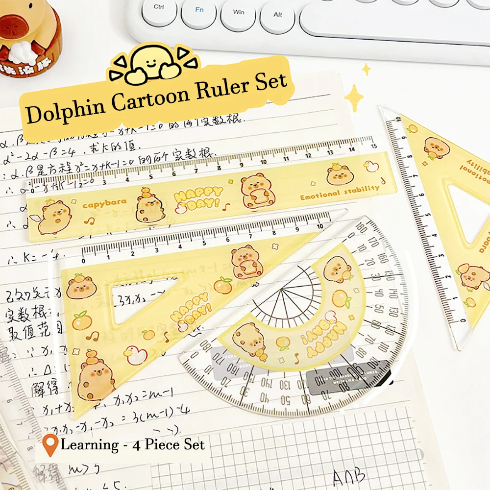 4pcs/set Rulers Drawing Tools Cute Cartoon Soft Ruler Set Office Supplies Set Student Gift