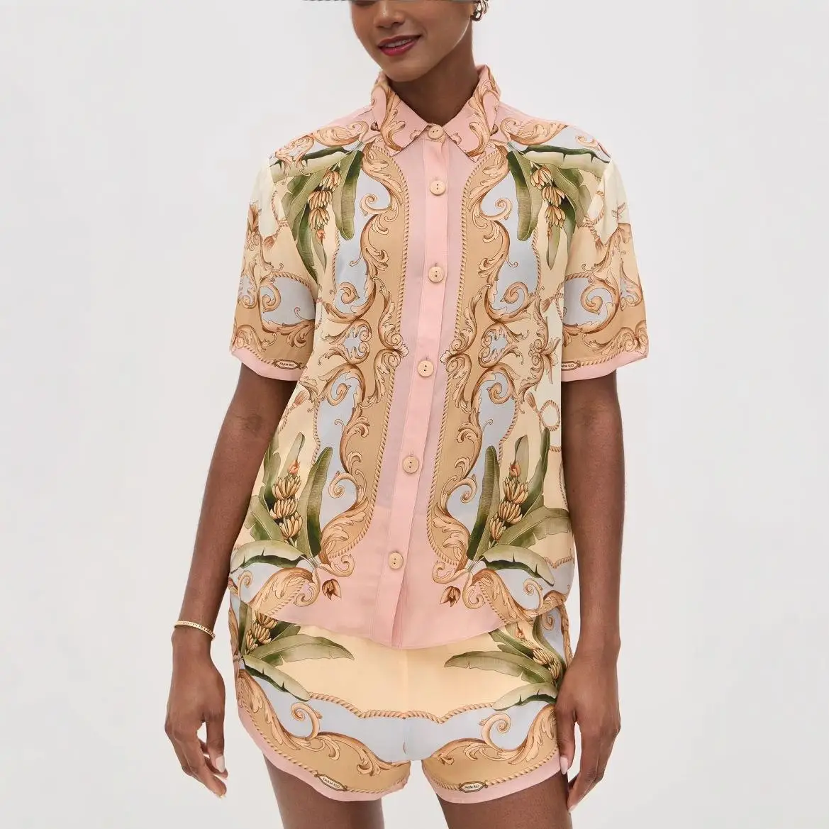 MLKSSJ Nouvelle station indépendante transfrontalière Casual Faion Linen irt Ele Sle Plant Motif floral Taille mi-basse PVC F...