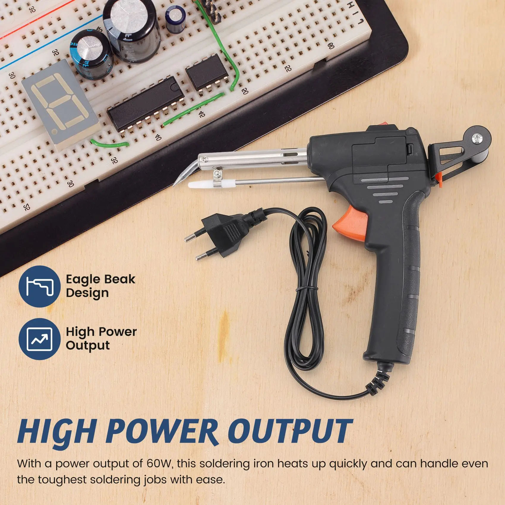 AT51-Soldering Iron 60W Eagle Beak Endothermic Handheld Tool Heated Household Repair Tool Manual Tin Dispensing