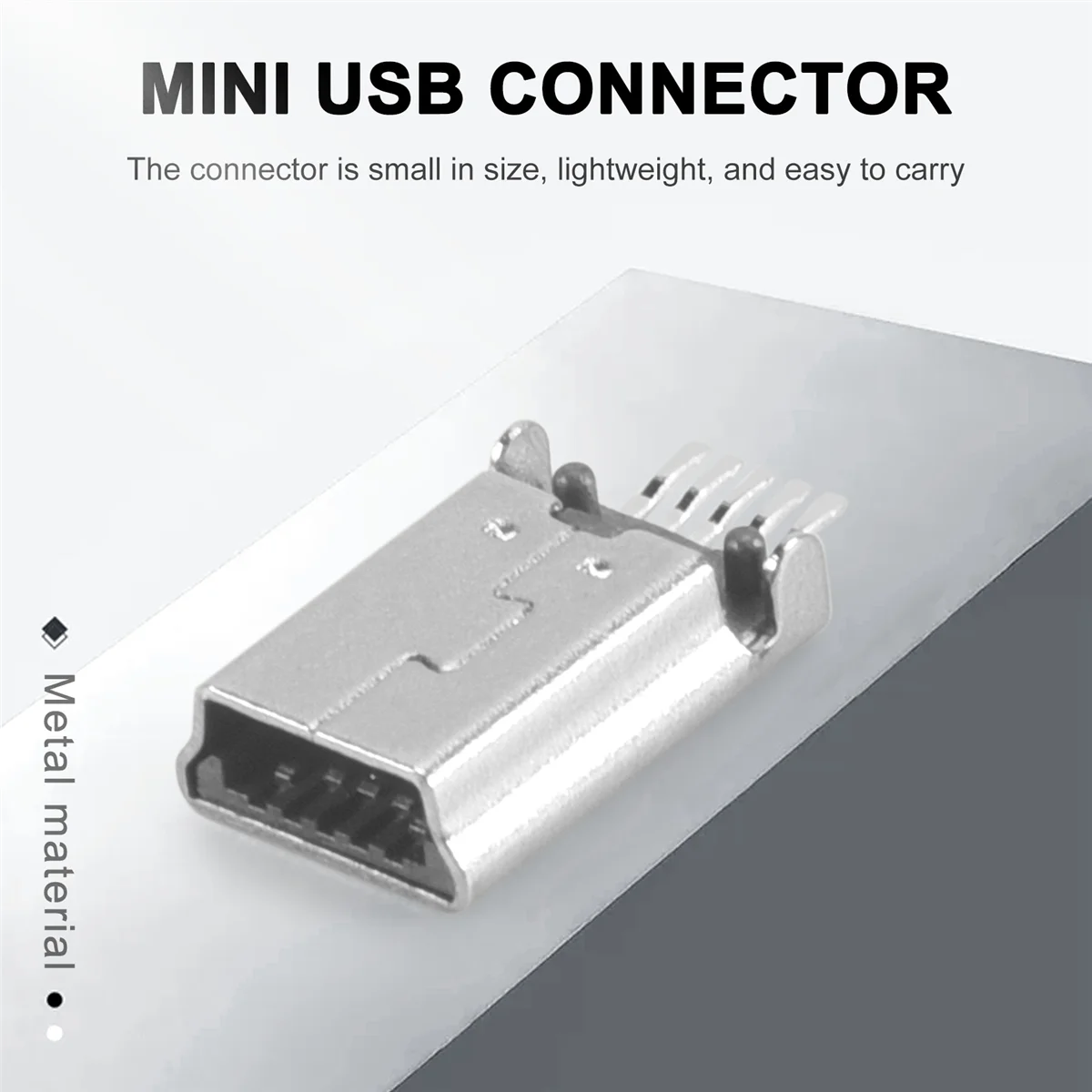 FUFU 10 pieces Mini USB Type B Male 180 Degree 5 Pin SMD SMT for Soldering Jack Connector