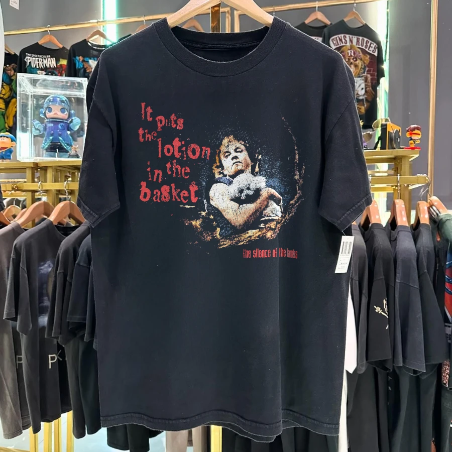 1991 Buffalo Bill It Puts The Lotion In The Basket 'Sotl Promo' Rare Washed Black T-Shirt New Women's Vintage Breathable Tee