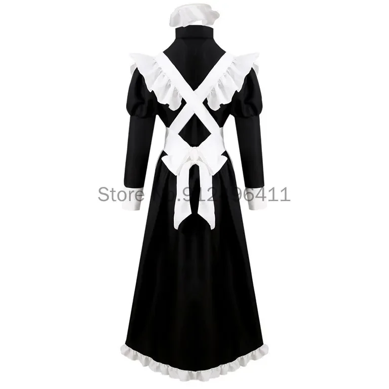 Women Lolita Maid Dress Cosplay Animation World Cafeteria Cafe Dress Long Maid Black and White Dress Masculin Costume