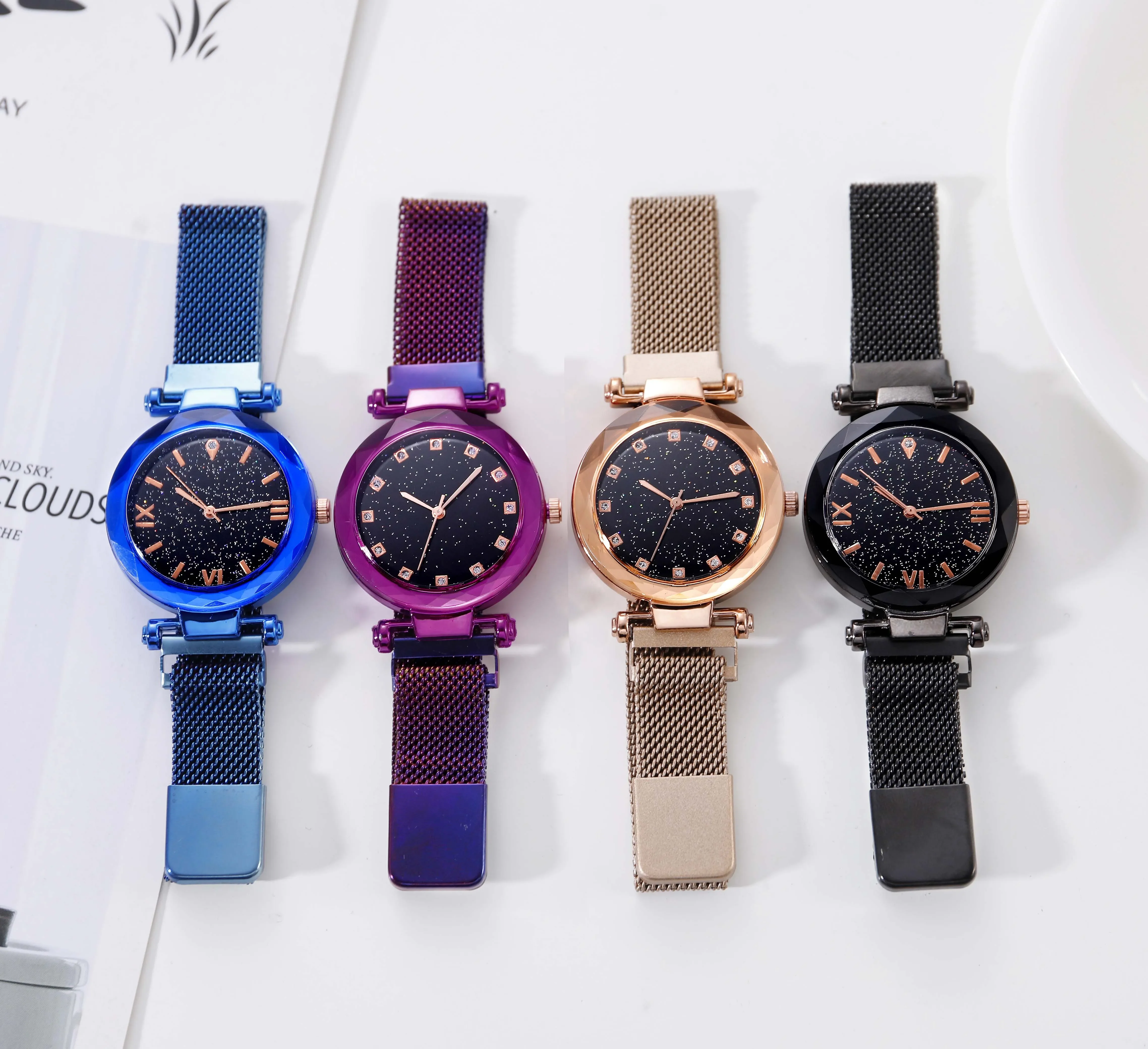 2022 New brand Starry Sky Women Watch Fashion Elegant Magnet Buckle Vibrato Purple Gold Ladies Wristwatch Luxury Women Watches