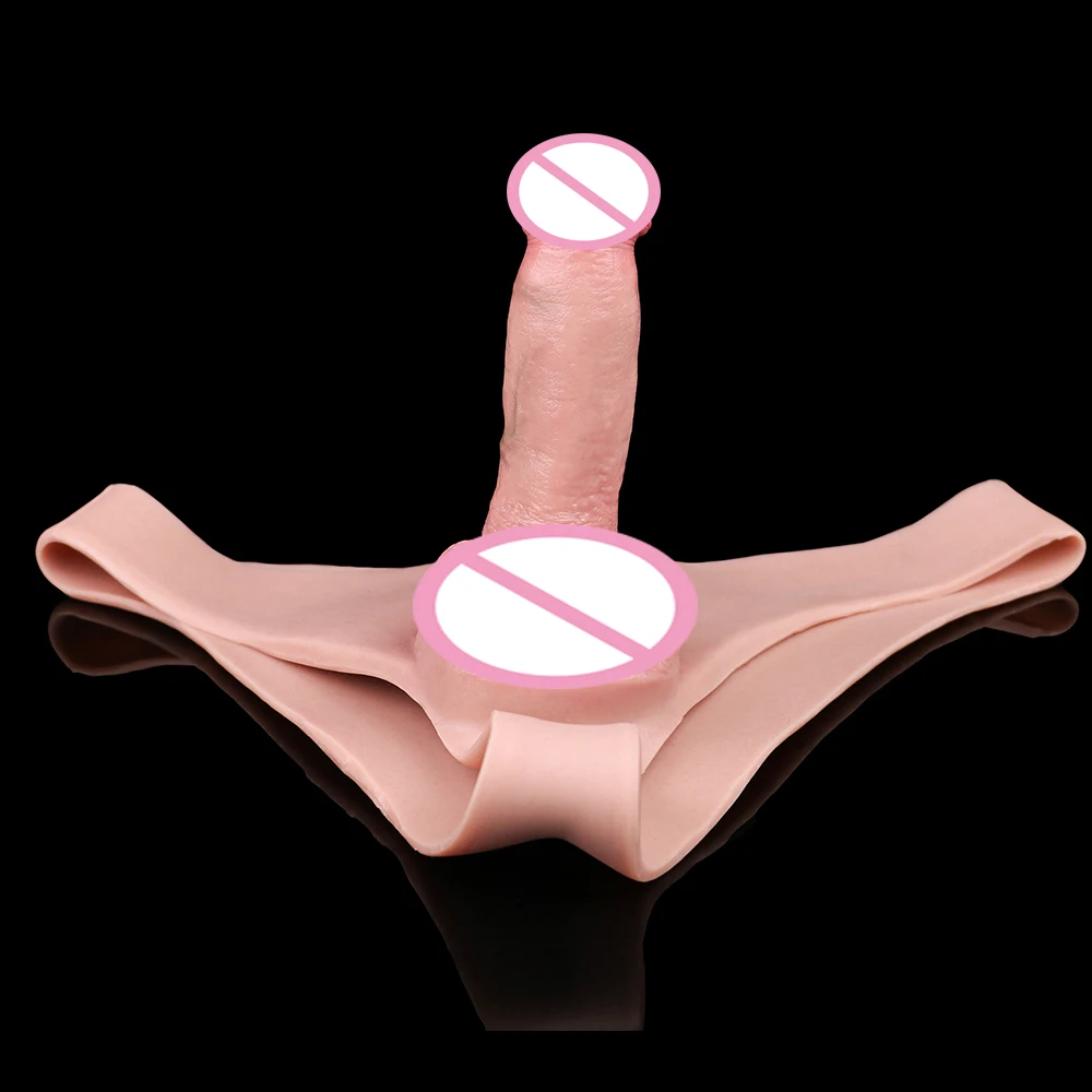 FAAK Silicone Wearable Dildos Panties Strap-Ons Realistic Hollow Penis Delay Ejaculation Ultra Elastic Harness Briefs