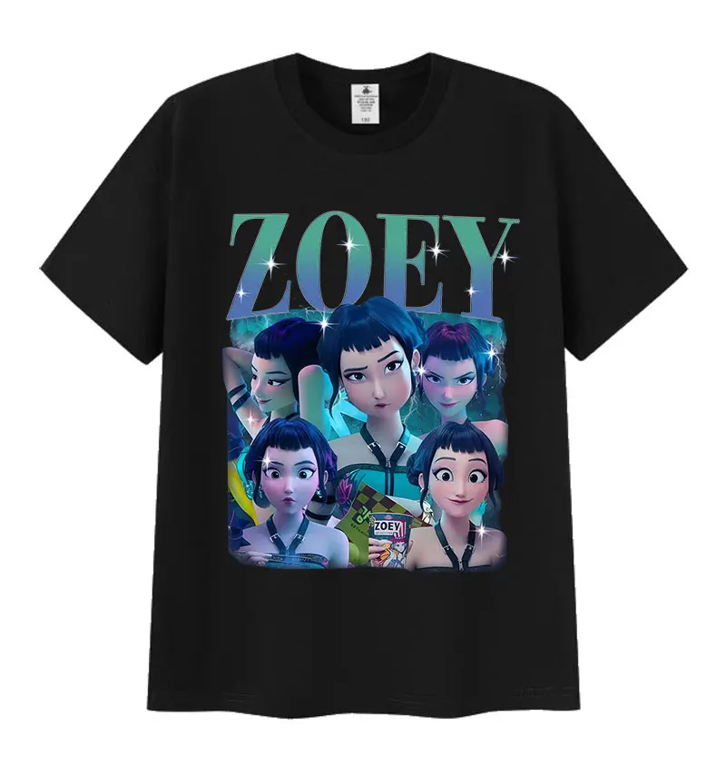 

Футболка с рисунком K-pop Demon Hunters 2025, милые забавные футболки с короткими рукавами из фильма Zoev для мужчин и женщин, винтажная хлопковая футболка большого размера
