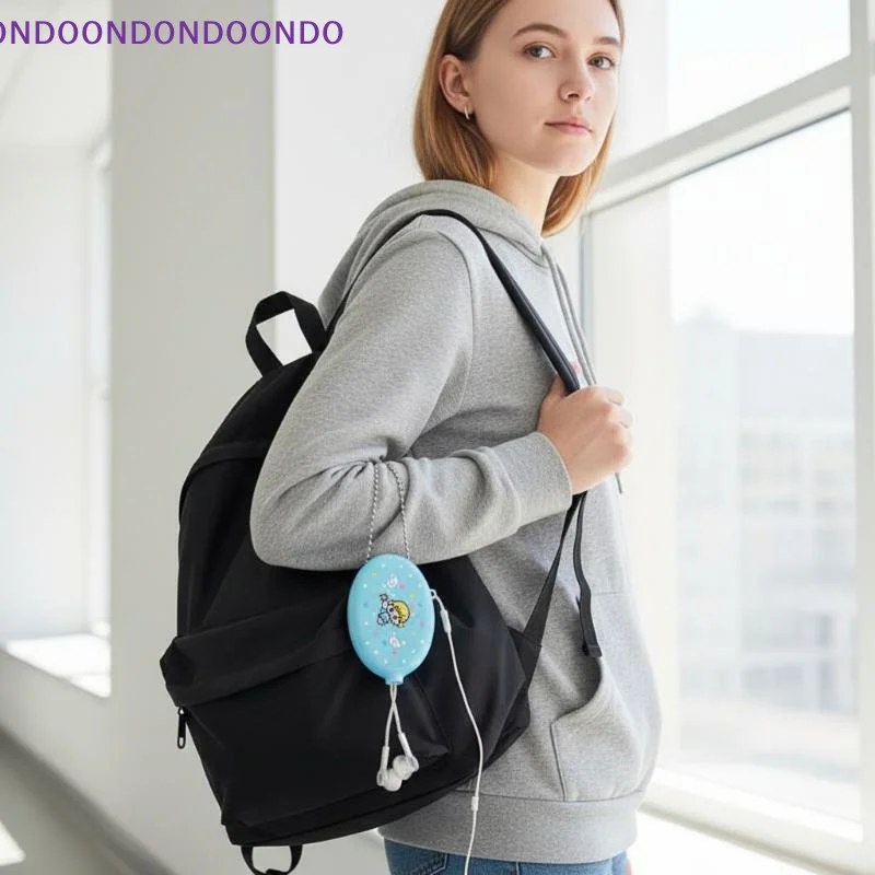 Scratch Proof Transparent Oval Earphone Storage Bag with Angel Pendant Keychain Harajuku for Women Daily Use
