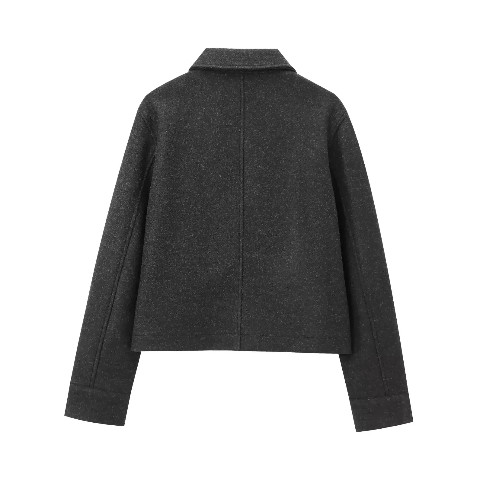 Women's new fashion casual single breasted warm soft texture Lapel woolen coat retro long sleeved pocket women's coat chic top