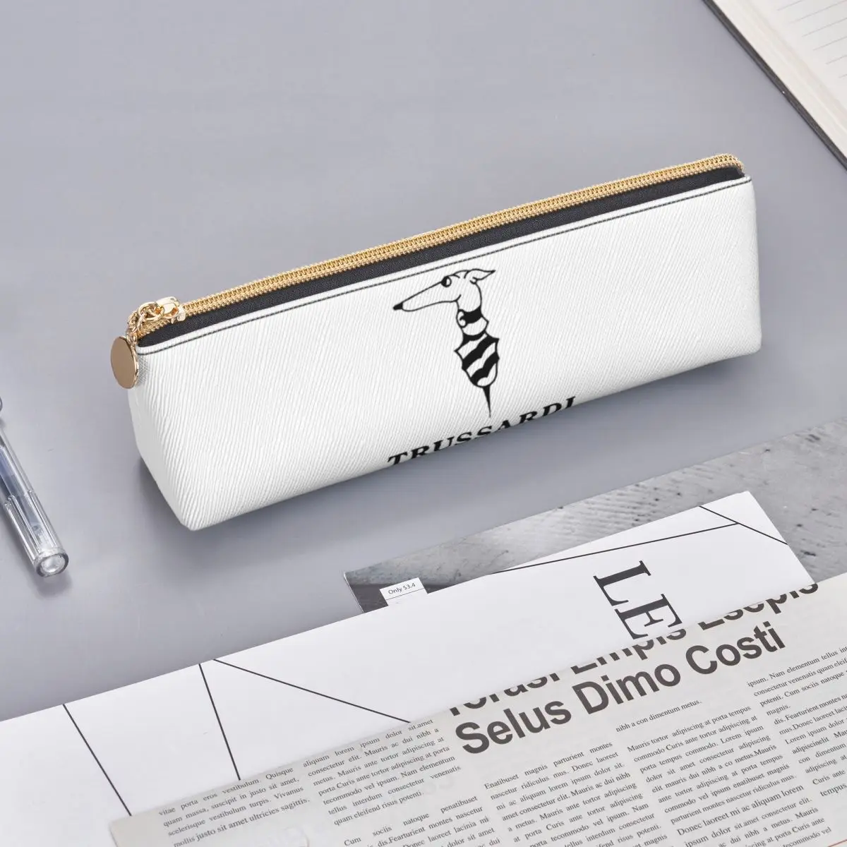 Estojo de Lápis com Logo Trussardis, Suporte para Canetas, Armazenamento de Material Escolar, Caixa de Canetas, Bolsa de Lápis para Presentes Infantis