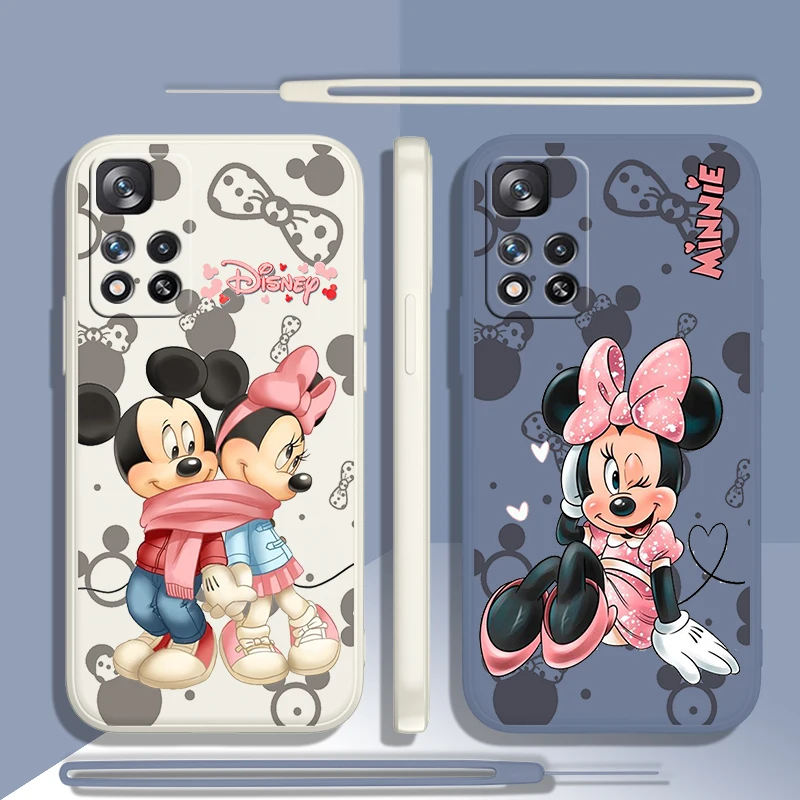 Mouse Minnie Mickey For Xiaomi Redmi Note 13 12 11E 11T 10T 10S10 Pro Plus Turbo 5G 4G Liquid Rope Phone Case