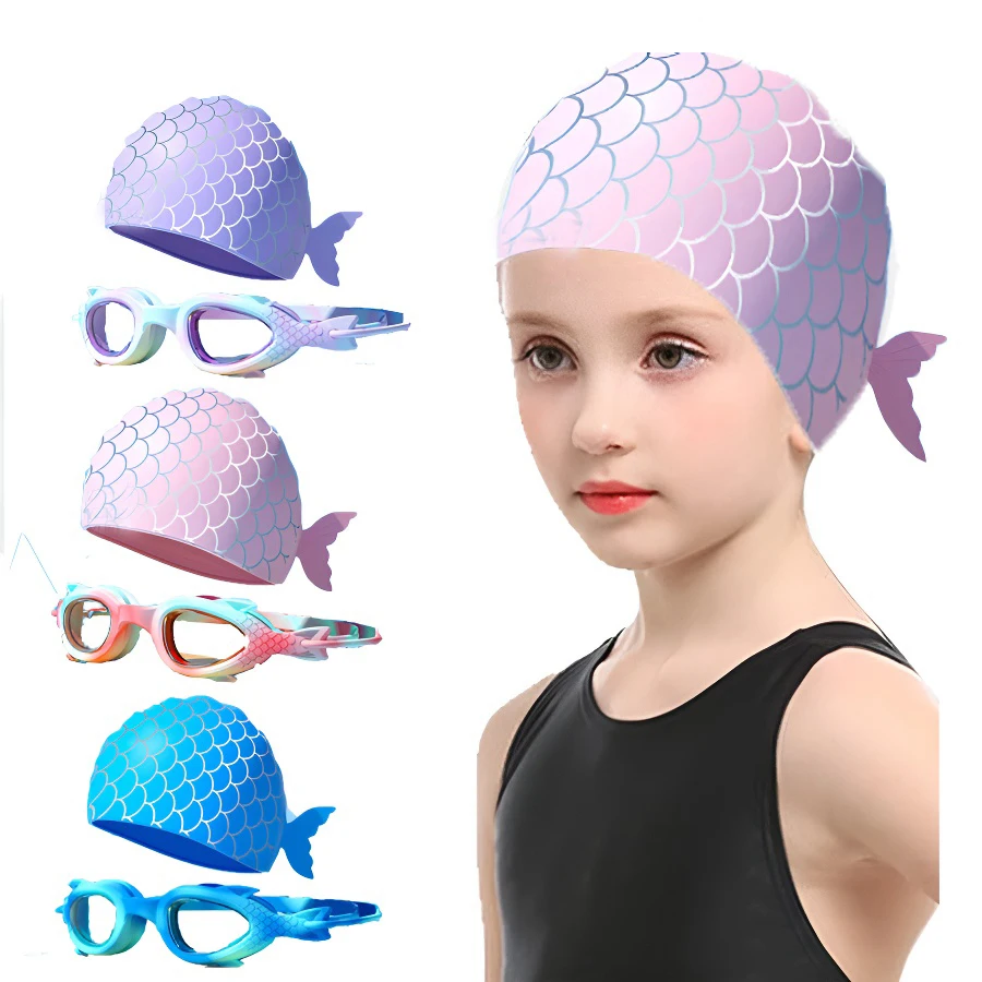 

Swim Cap Kids -With Silicone Cap,Waterproof Fog-proof Clear Vision For Water Sports Swimming Equipment Children Swimming Goggles