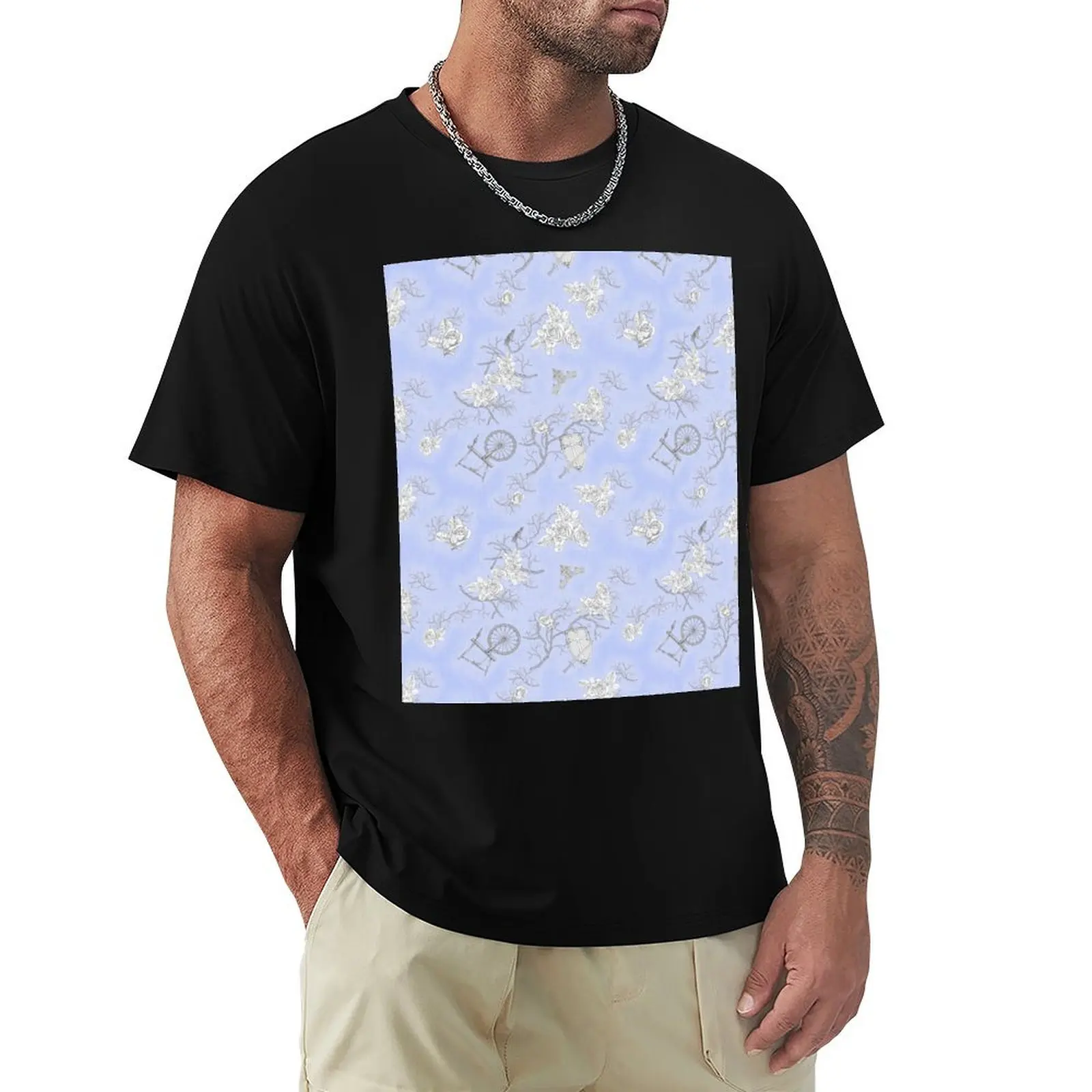 Sleeping Beauty toile on blue T-Shirt cotton tshirt 100% T-Shirt