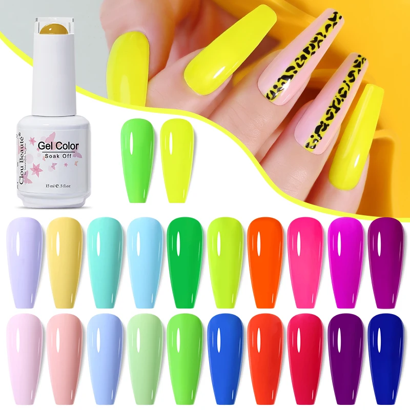 Clou Beaute 15ml 블루 컬러 젤 매니큐어 Vernis 세미 퍼머넌트 UV 젤 네일 아트 Lakiery Hybrydowe For Manicure Gel Polish