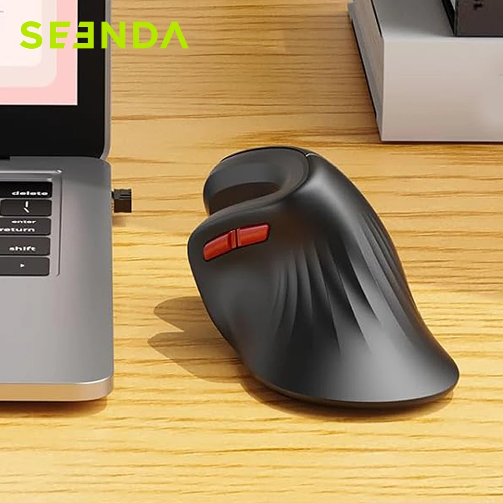 SEENDA Ergonomiczna mysz z Jiggler Bezprzewodowa mysz pionowa z podwójnym trybem do komputera PC Laptop Mac Windows Zmniejsza zmęczenie nadgarstka