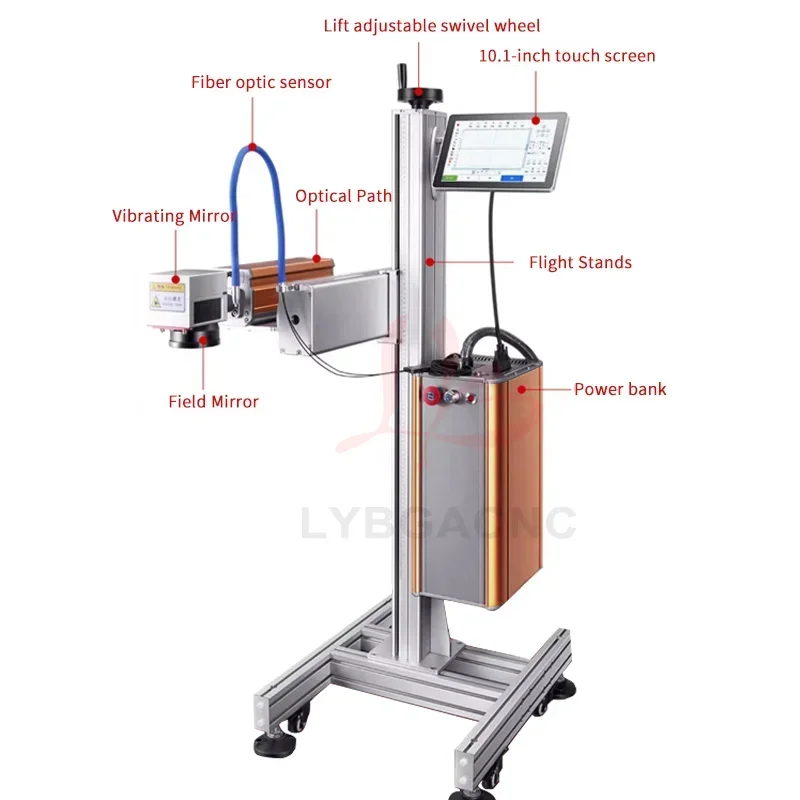 Flying Marking Machine Ultraviolet Ray Purple UV CO2 Laser Marking Machine for Non-Metal Wood Acrylic Leather Paper Quick Mark