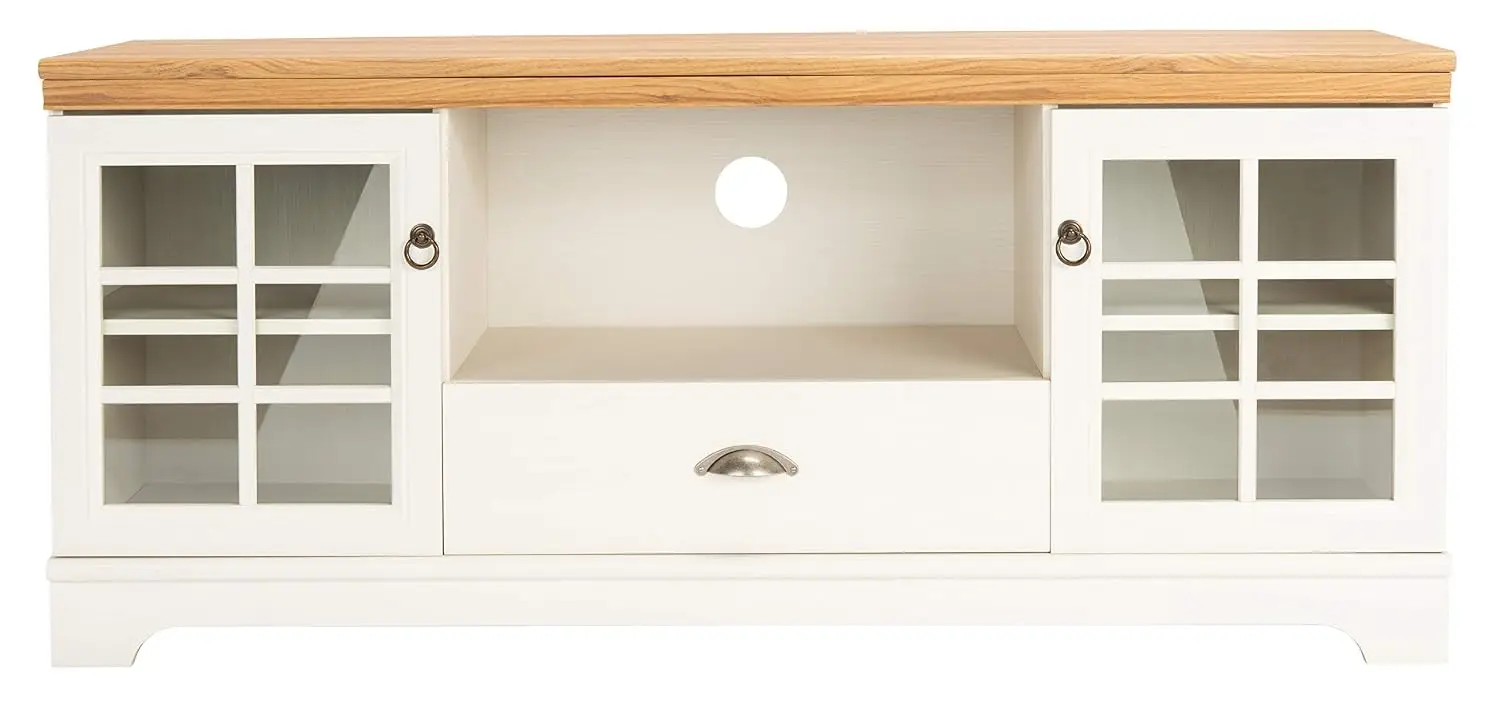 Trudy White Wash Oak 1-Drawer 2-Shelf Storage TV Media Stand 60-inch Flat Screen, Customized