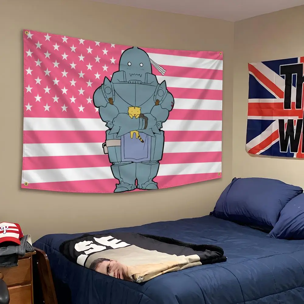 Anime Alphonse Elric Fullmetal Alchemist Flags Banner Wall Hanging Decor Personality For Party Bedroom Outdoor Hogar Bedside