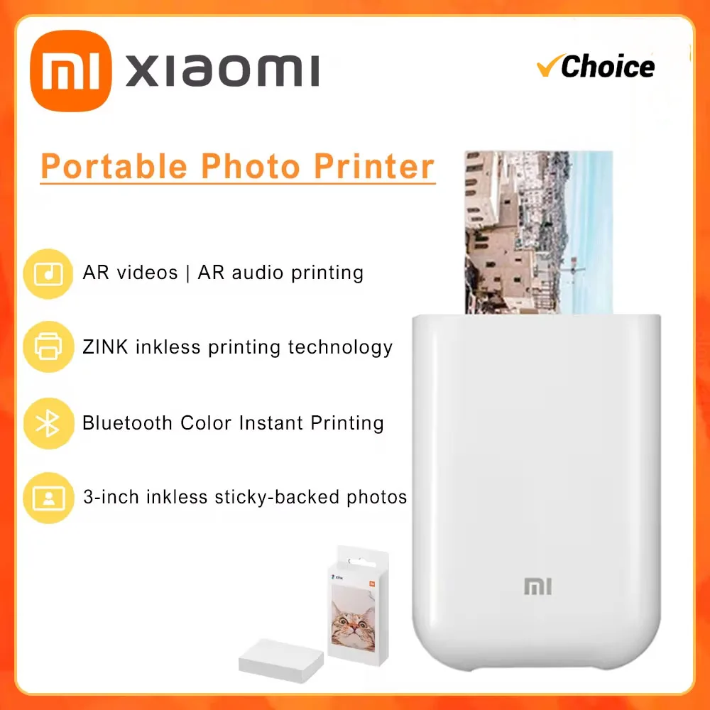 Global Version Original Xiaomi Mini Photo Printer ZINK Inkless Technology Multifuncion AR Video Printing Bluetooth 5.0 Portable