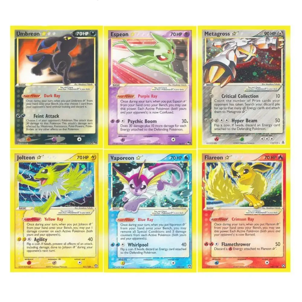 Pokemon English Version PTCG Gold Star Card Eevee Diy Self Made Game Anime Collection Single Flat Cards Toys Kids Gifts