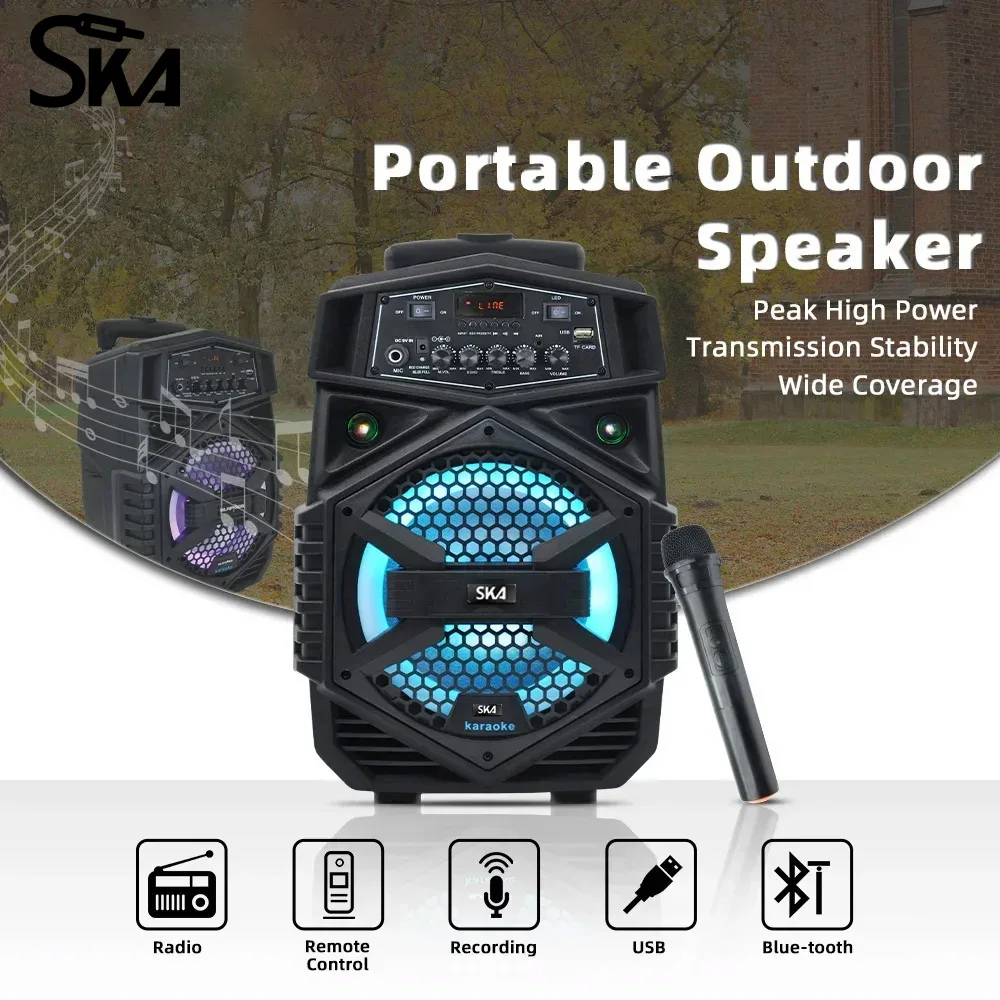 Powerful Bluetooth Speaker Portable Speaker Karaoke Machine Trolley Battery Loudspeaker Audio Center Music Speakers Support FM