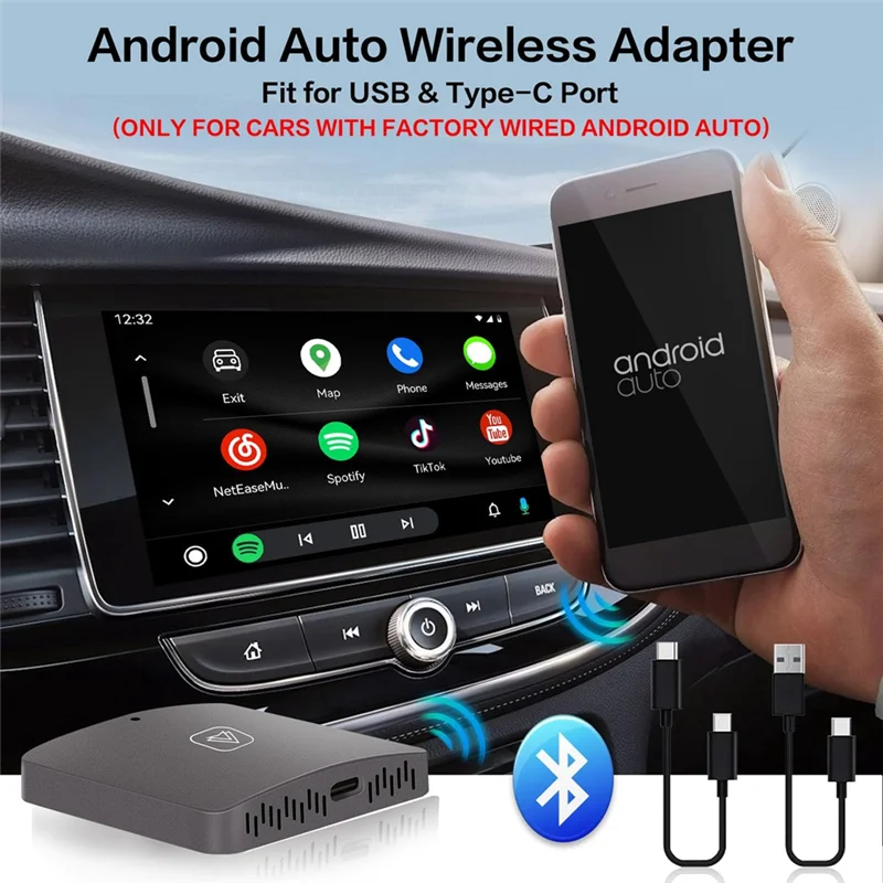 Беспроводной адаптер CEA Android Auto для заводских проводов Android Auto Cars Wi-Fi Plug & Play Беспроводной Android Auto Dongle