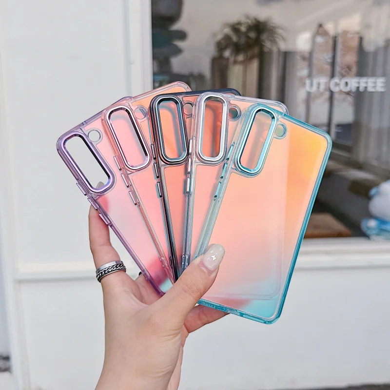 luxury Iridescent Color Changing Phone Case For Samsung Galaxy S26 Ultra S25 Edge S24 S23 S21 S20 FE S22 Plus WMetal Lens Cover