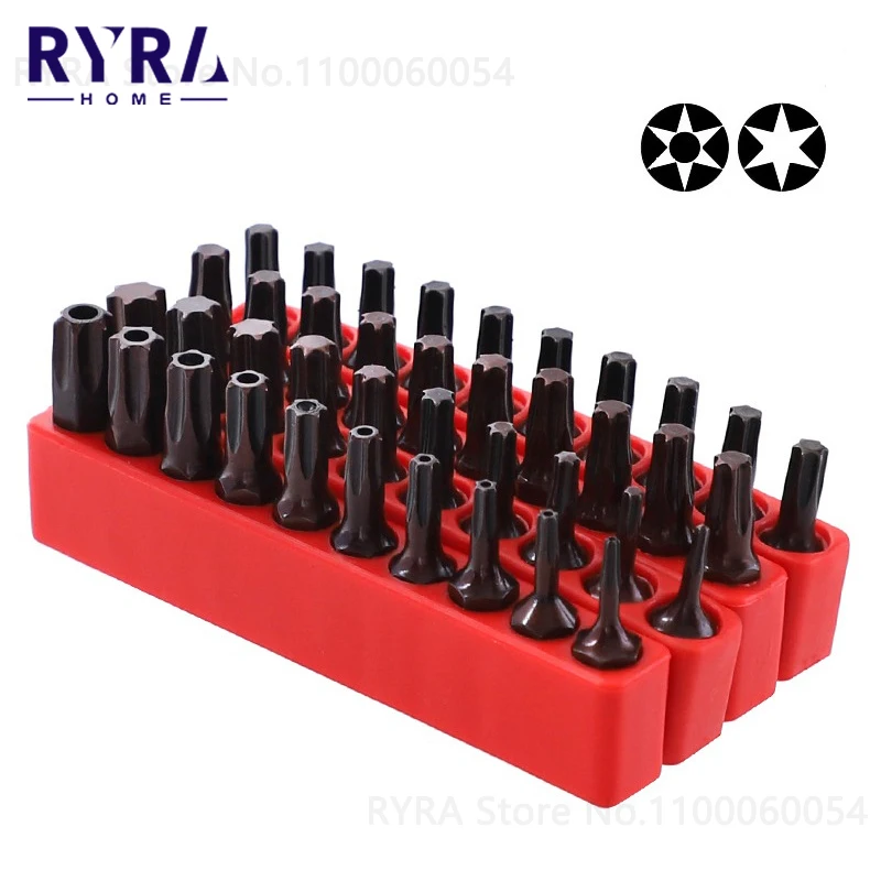 10PCS 25mm Torx Screwdriver Bits With Hole Magnetic Set T20 T25 -T40 1/4 Inch Hex Shank Electric Screw Driver Bit Set Hand Tools