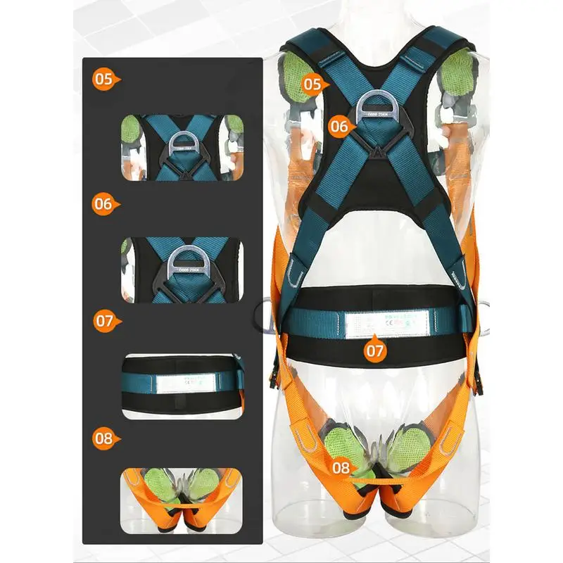 Five-point High Altitude Work Safety Harness Full Body Safety Belt Rope Outdoor Climbing Electrician Protection Safety Belt