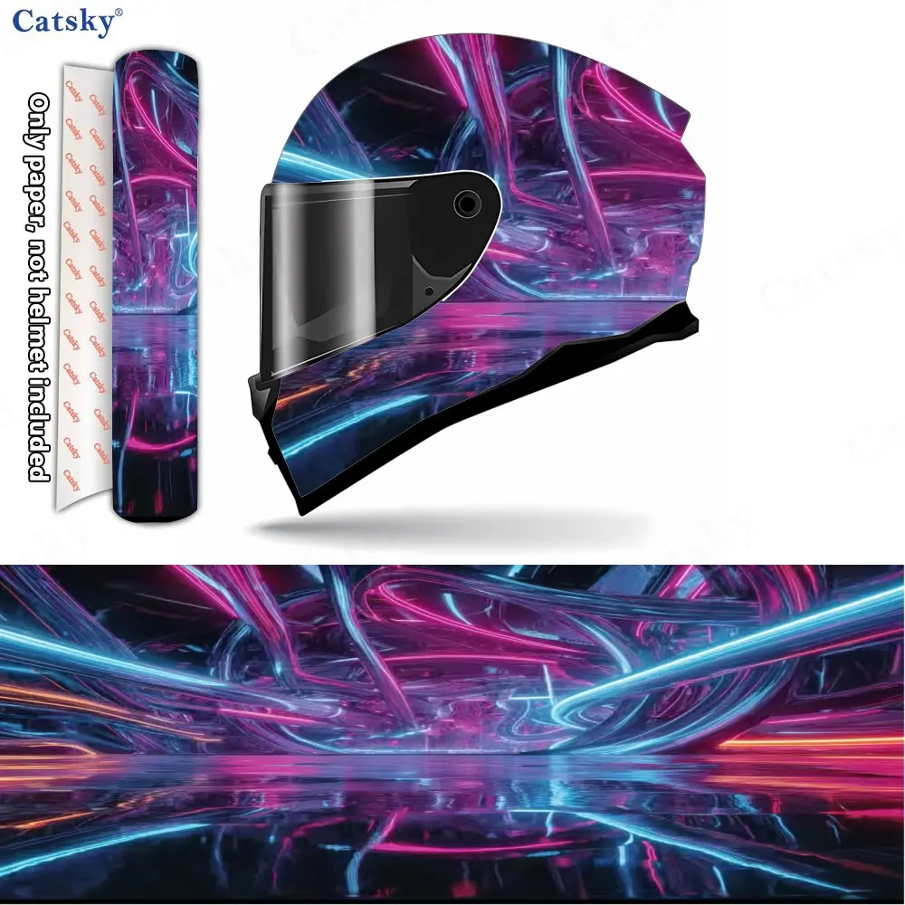 

Neon Lines Helmet Protection Sticker, Motorcycle Helmet, Racing Pattern Sticker, Ethylene Packaging Helmet Decoration Sticker, W