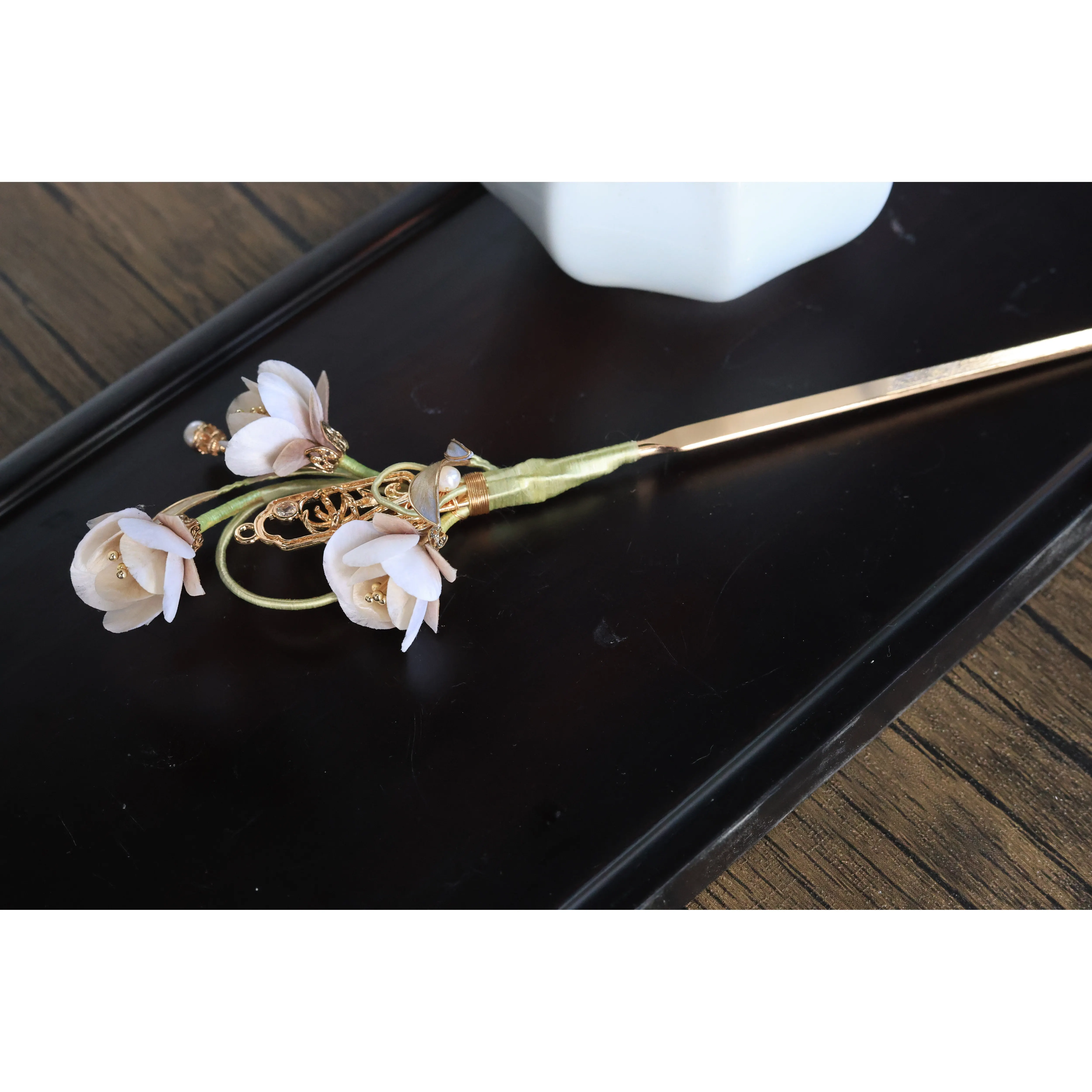 Original Intangible Cultural Heritage Velvet Flower Hair Stick New Chinese Style Gift, Classical Cheongsam Tassel Hair Accessory view 5