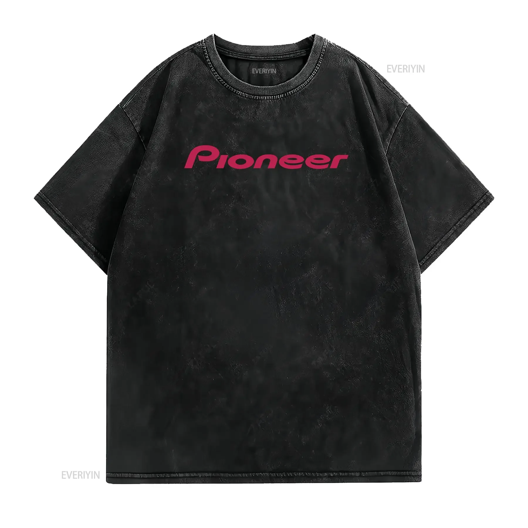 Camiseta Pionero para Hombre Cuello Redondo Casual con Tejido Ligeramente Elástico Corte Regular Estampado Todas las Estaciones