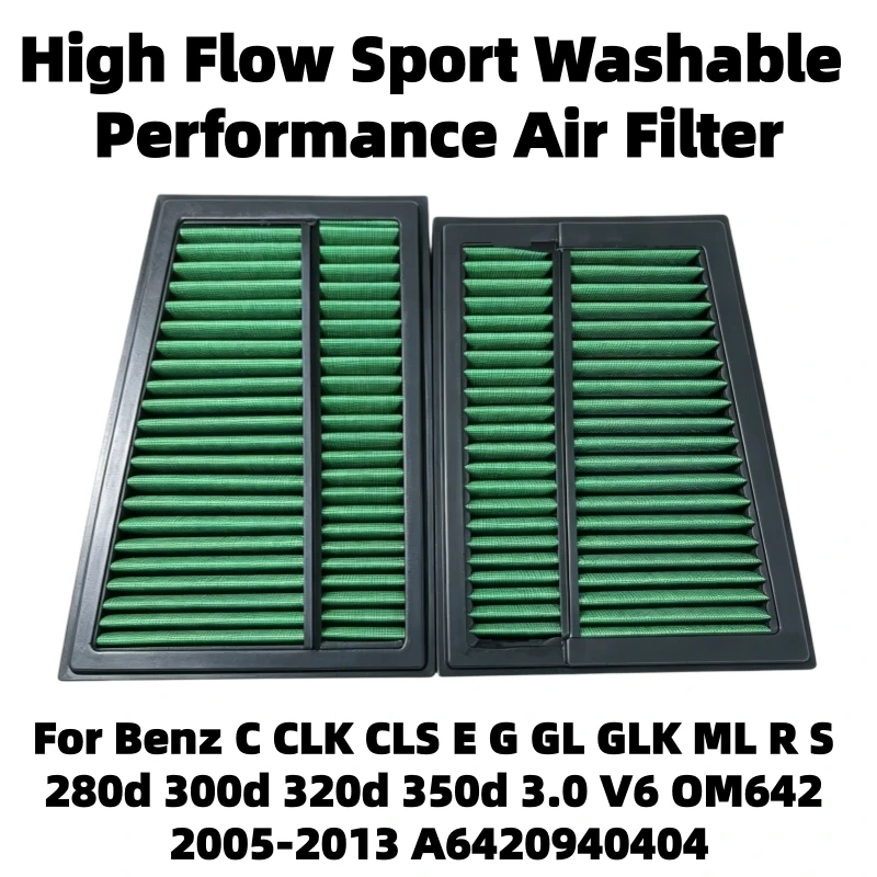 High Flow Sport Washable Air Filter For Benz C CLK CLS E G GL GLK ML R S 280d 300d 320d 350d 3.0 V6 OM642 2005-2013 A6420940404