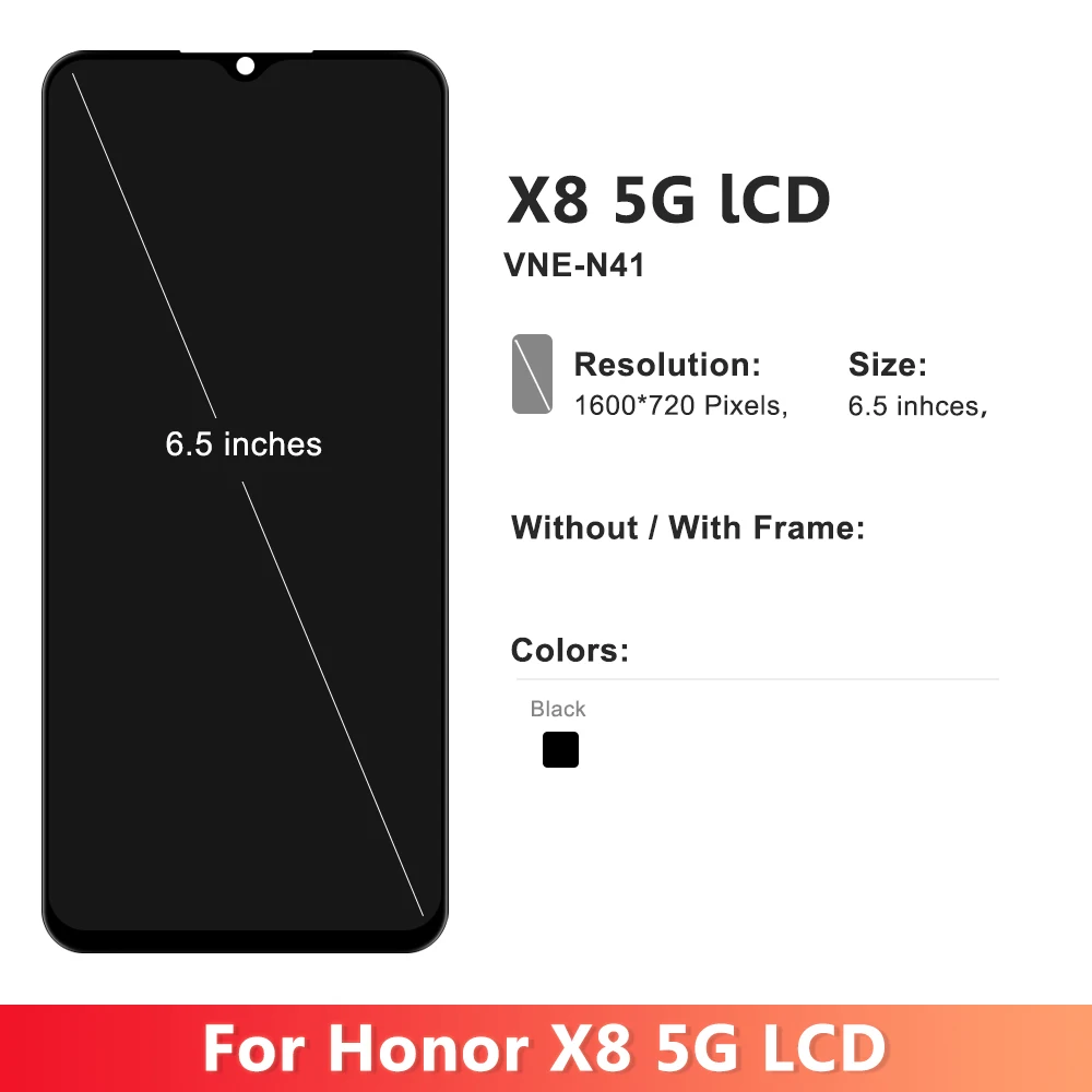 New For Huawei Honor X8 5G LCD Display VNE-N41 LCD Touch Screen Digitizer For Honor X8 5G VNE-N41 Display Assembly Replacement