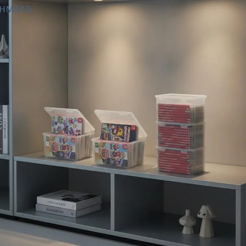 【YA】Transparent Plastic Game Storage Box Large Capacity And Dustproof Lid For Gamers Organizing Video Game Cartridges